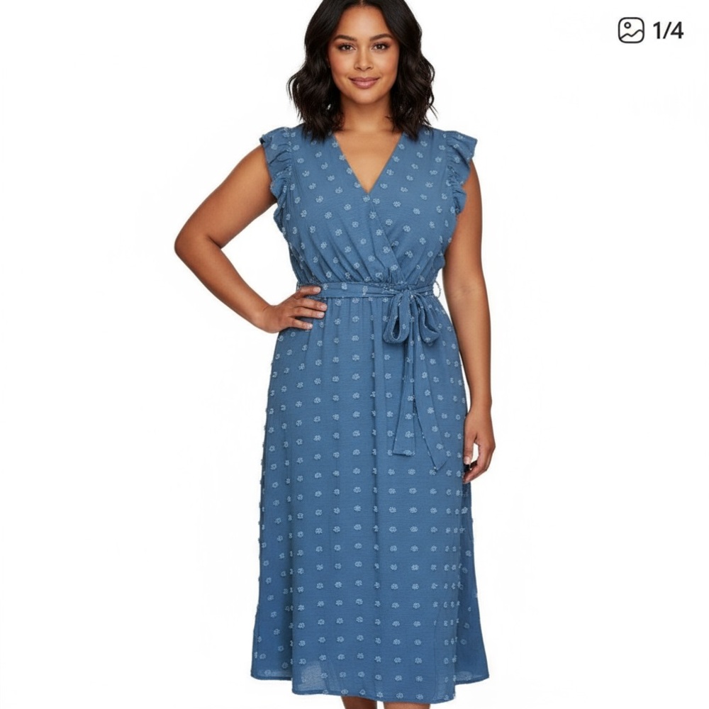 NWT Blue Textured Dress  by BTFBM XXL
25” Ptp
Length from waist: 38”
